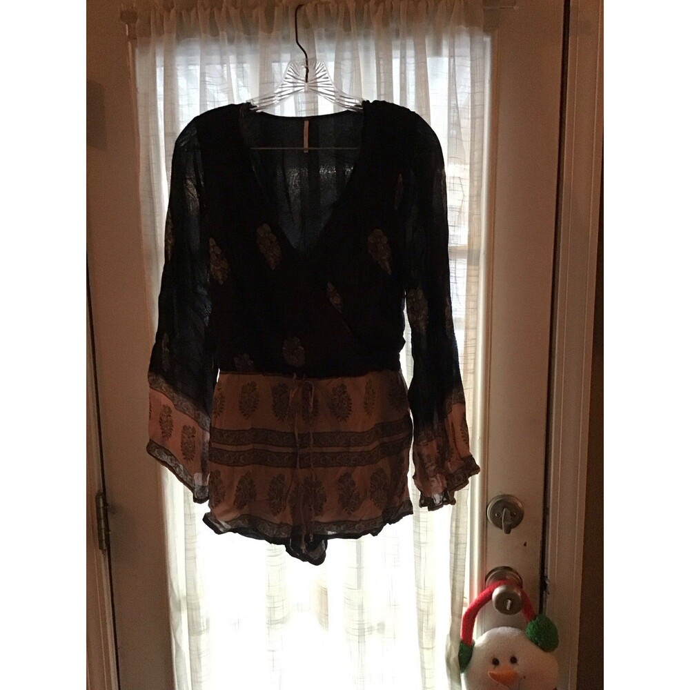 Free People Boho Paisley Flare Sleeve Romper